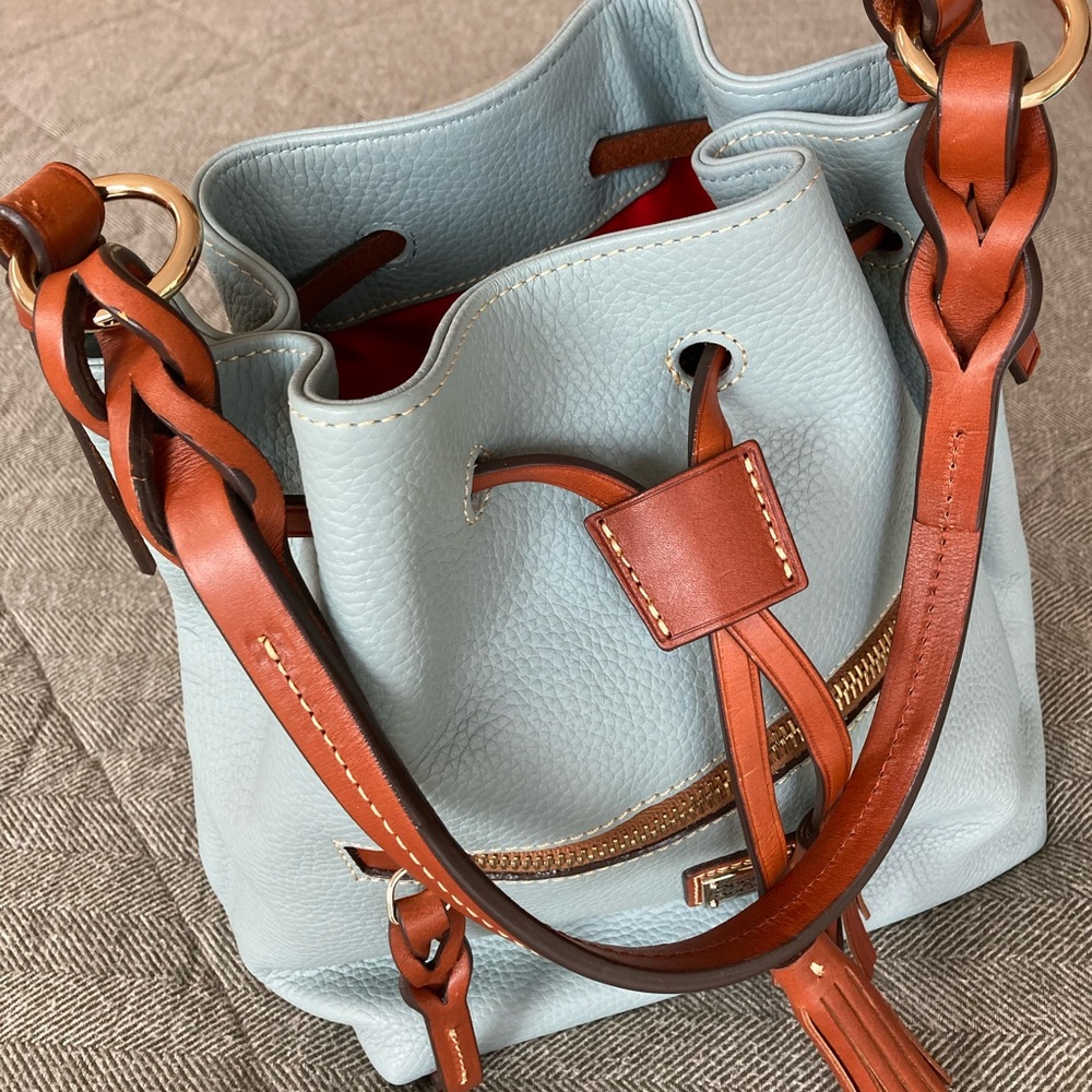 Dooney & Bourke Pale Blue Drawstring Bucket Bag